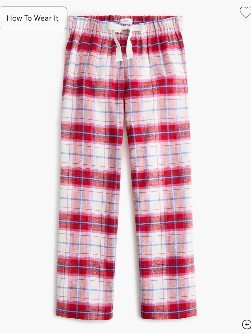 J. Crew Red and White Plaid Flannel Pajama Pants